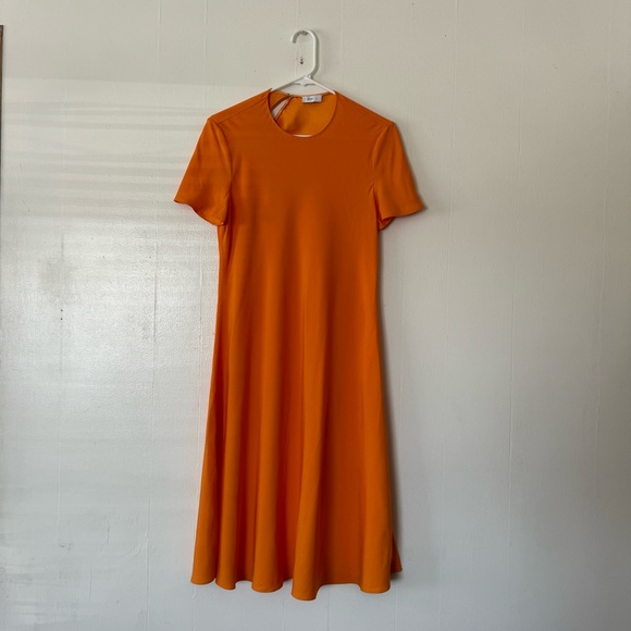 Rosetta Getty Keyhole Bias Silk T-Shirt Dress in Tange Tangerine Size 8 - Picture 9 of 10